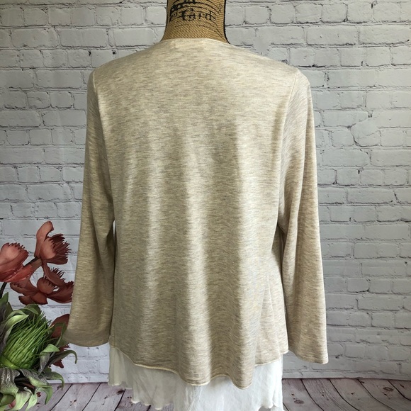 Pebble and Stone Tan and White Overlay Cardigan - Picture 6 of 10